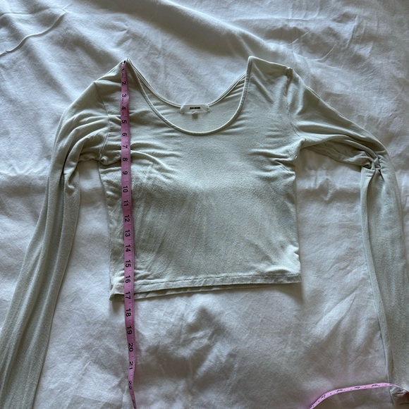 Joah Brown Scoop Neck Long Sleeve Crop Top - CREAM - Picture 5 of 9